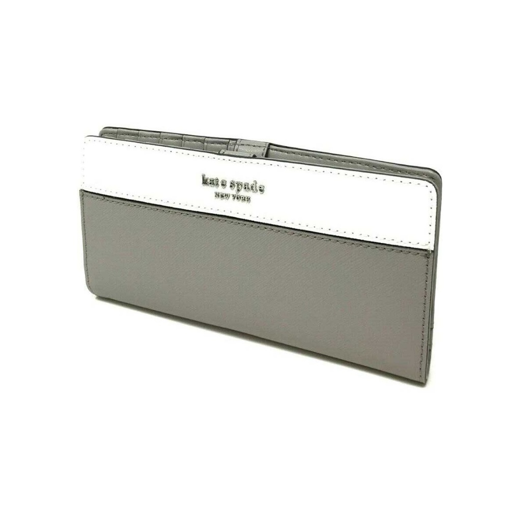 Kate Spade Cameron Large Slim Bifold Gray Wallet - Picture 2 of 6